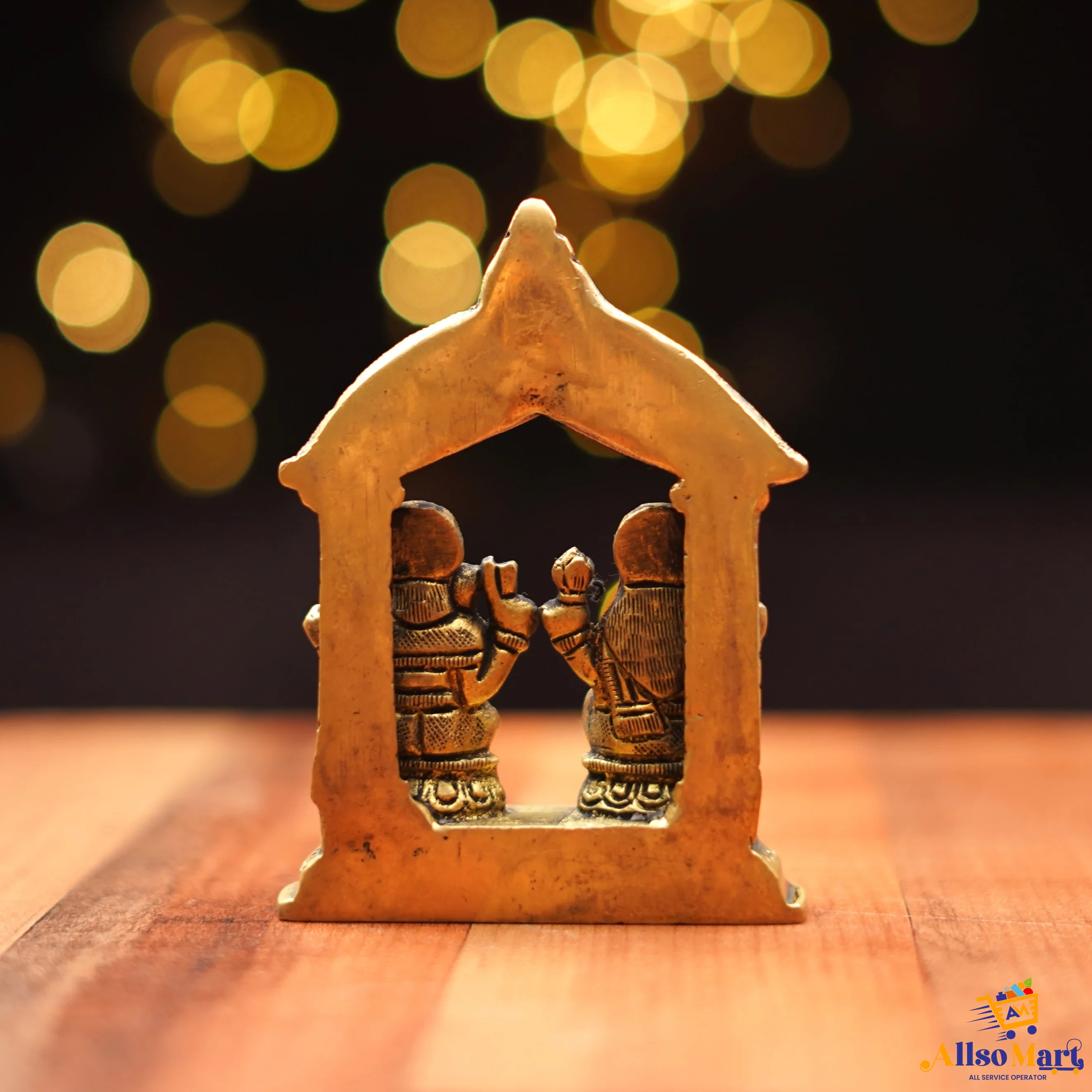 Pure Brass Lakshmi & Ganesh Idol with Temple Structure
